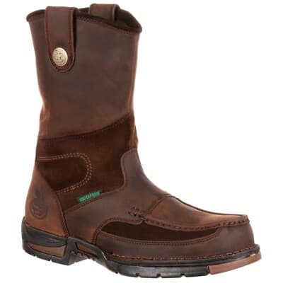 Georgia Boot Waterproof Moc Toe Pull On Work Boots Comfort Brown - Thumbnail 2
