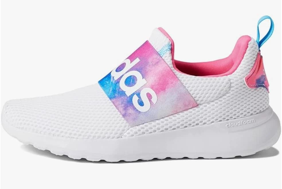 Adidas Girls Infant Lite Racer Adapt 4.1 Shoe-White/Sky Rush/Solar Pink-Sz. 8 - Image 1