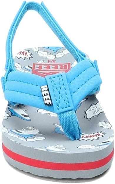 Reef Little Ahi Boys Flip Flops Blue Gray Sharks Thong Sandal Back Strap Sz 7/8 - Thumbnail 6