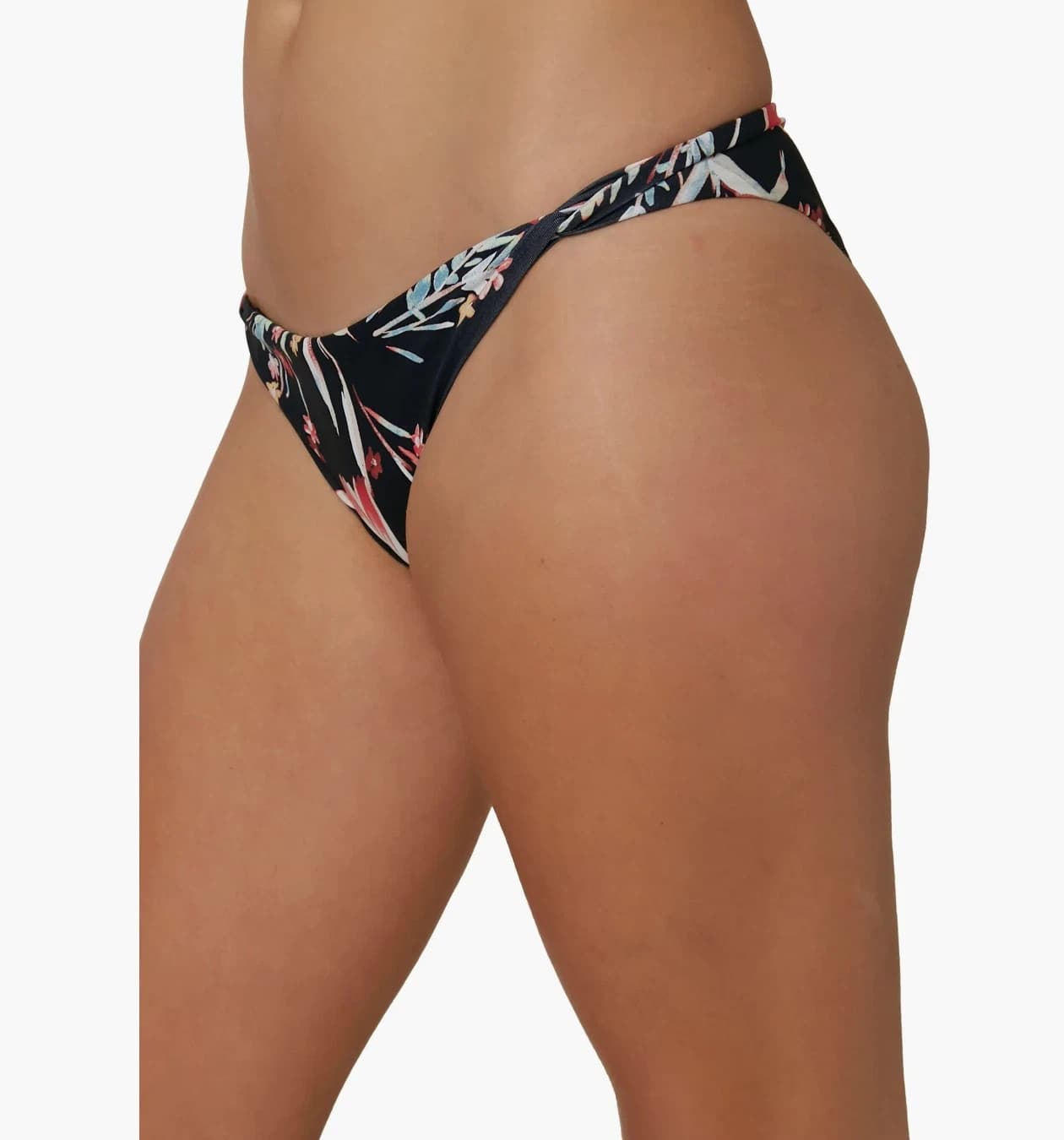 O'Neill Women's Floral Print Bikini Bottoms Swimsuit Low Rise Black - Thumbnail 2