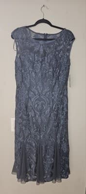 ALEX EVENINGS KNEE LENGTH DRESS, NAVY, 14P - Thumbnail 2