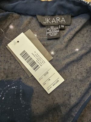 NWT J Kara Navy Blue Beaded 2pc Formal Set Dress With Sheer Jacket 18 - Thumbnail 3