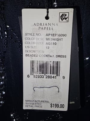 ADRIANNA PAPELL BEADED COCKTAIL DRESS, MIDNIGHT SZ 12 Small Defects In Beading - Thumbnail 6