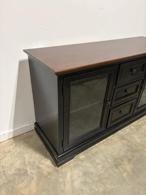 Havertys Black Media Console With 2 Doors And 3 Drawers - Thumbnail 2