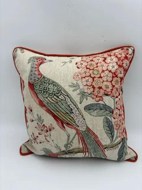 Bird And Floral Linen Pillow - Image 1
