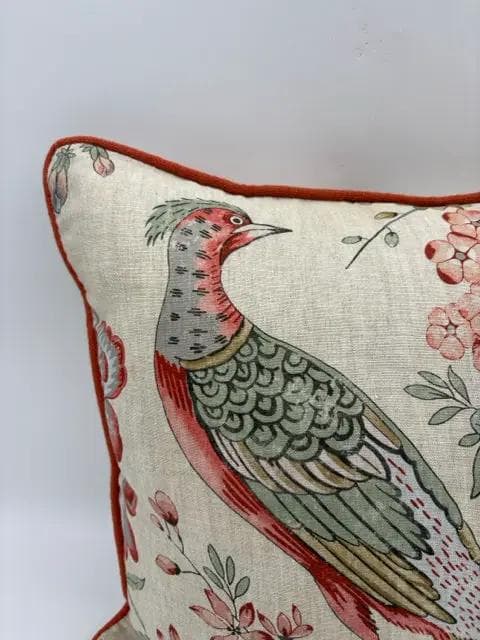 Bird And Floral Linen Pillow - Thumbnail 2
