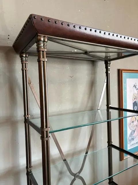 Brass Metal Eterge With 4 Glass Shelves - Thumbnail 2