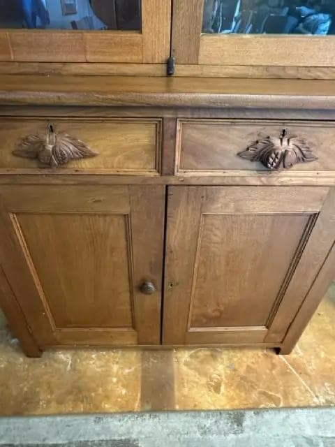 Primitive Pine Step-Back Cupboard with 2 Keys - Thumbnail 2