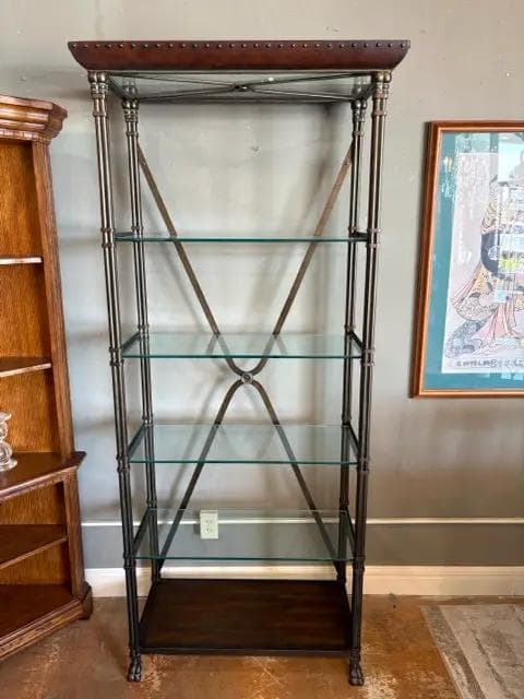 Brass Metal Eterge With 4 Glass Shelves - Image 1