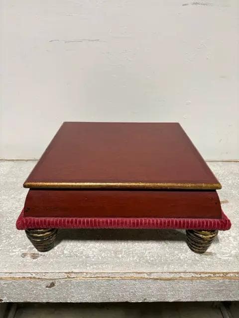 Red Wooden Pedestal With Gold Legs - Image 1