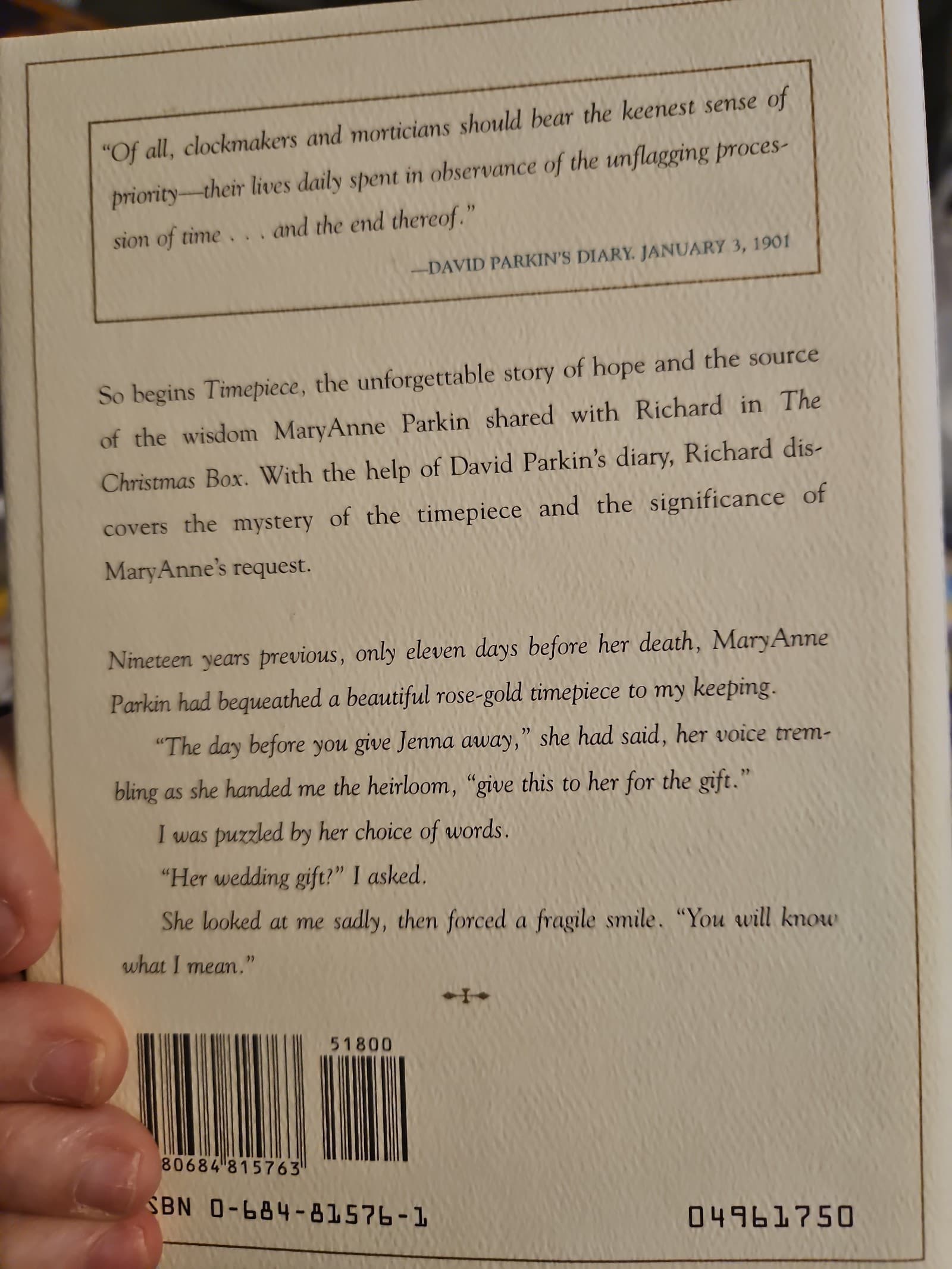 Timepiece. Richard Paul Evans. Hardcover. Buy 3 get 1 free. - Thumbnail 2