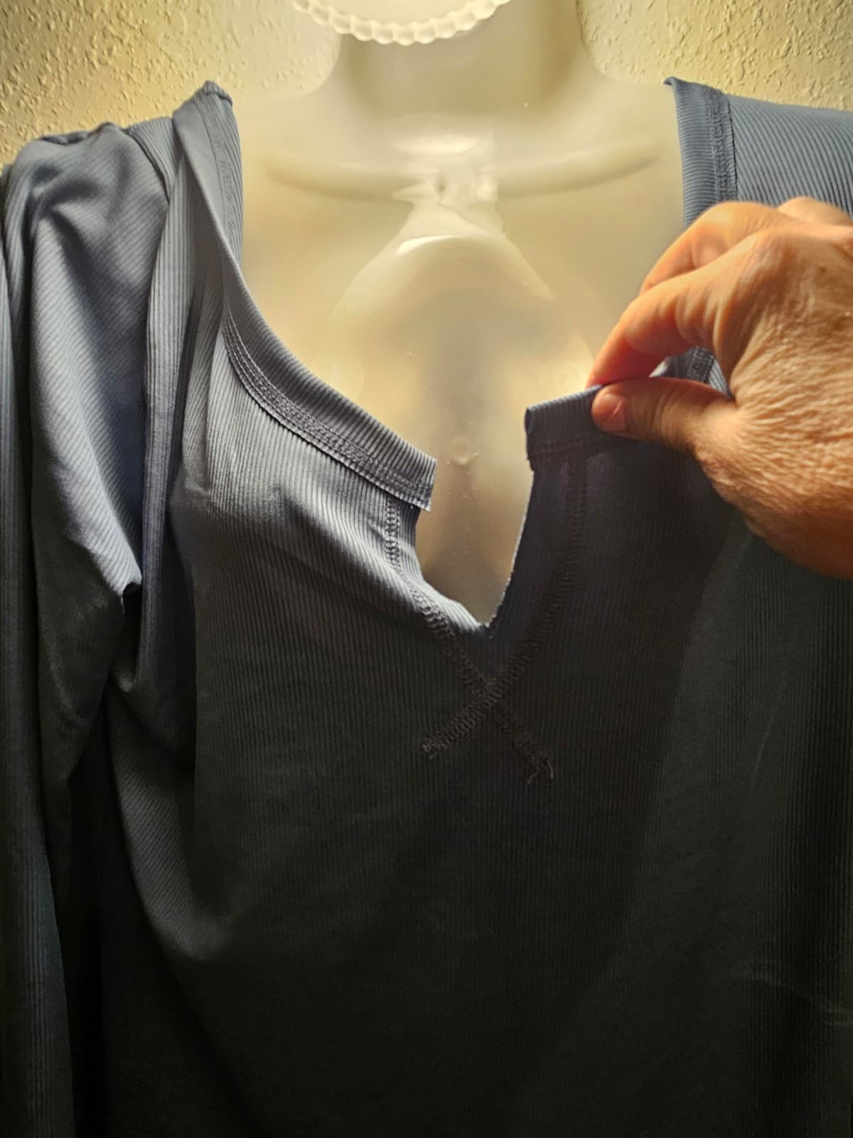 Long Sleeve, ribbed, Notched tee. Women's 2X - Thumbnail 2