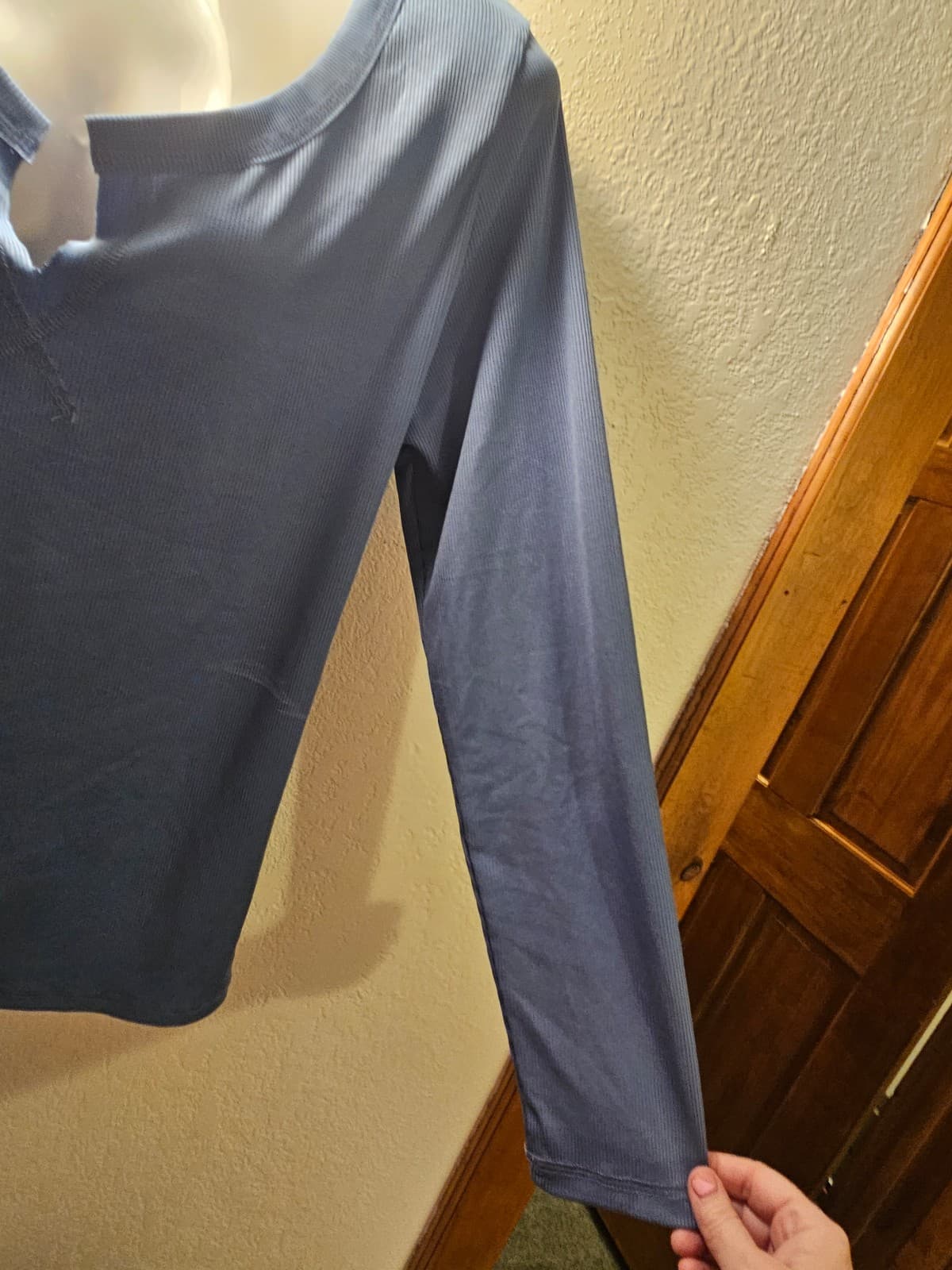 Long Sleeve, ribbed, Notched tee. Women's 2X - Thumbnail 3