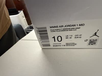 Jordan Air Jordan 1 Mid Pale Ivory Light Orewood Brown Women's BQ6472-118 - Thumbnail 4