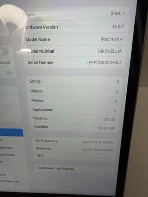 Apple iPad mini 4 7.9in 128GB Gray Wi‑Fi iOS Tablet (MK9N2LL/A) - Thumbnail 2
