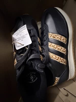 adidas Run 70s Low Top Lace Up Men's Athletic Sneaker Black/Beige Animal Print - Image 1