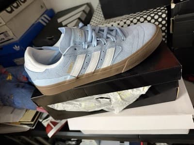 adidas Men's Low Top Lace Up Athletic Sneakers Blue/White/Tan