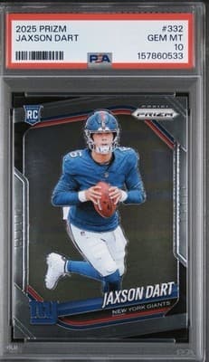 2025 Panini Prizm Jaxson Dart #332 Rookies PSA 10 New York Giants Football Card
