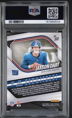 2025 Panini Prizm Jaxson Dart #332 Rookies PSA 10 New York Giants Football Card - Thumbnail 2