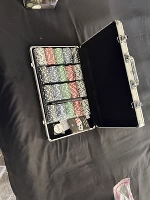 Poker Chip Set Multicolor with Aluminum Case, Dealer Button, Playing Cards