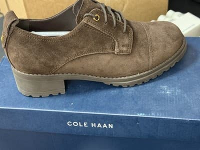 Cole Haan Men's Brown Suede Derby Dress Shoes Lace-Up Round Toe