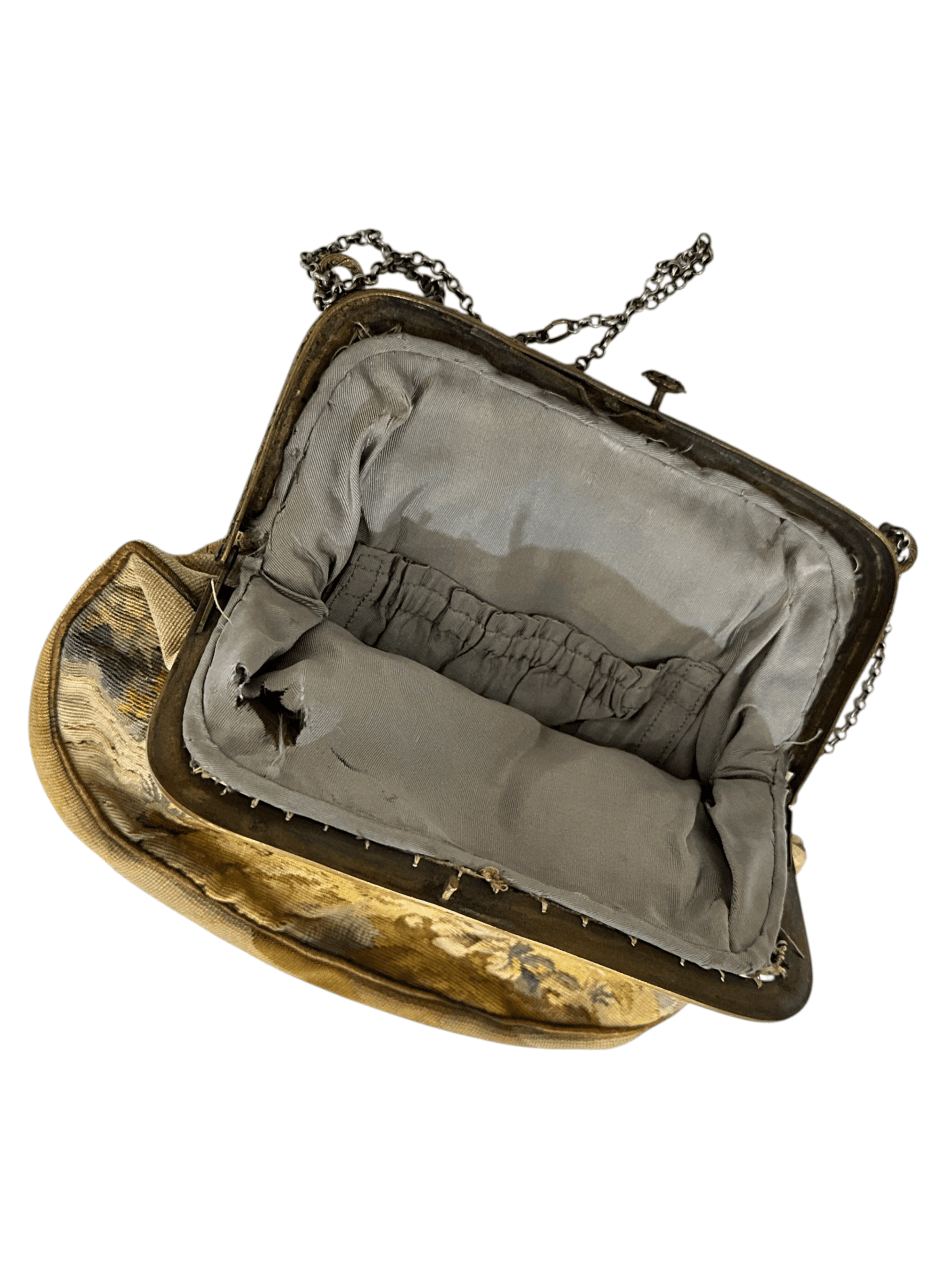 Antique 1920s French Tapestry Evening Handbag with Chain Strap - Thumbnail 6