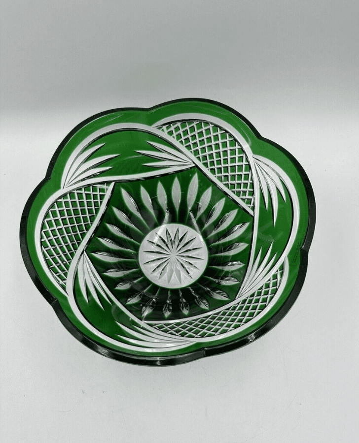 Handcrafted 9.5-Inch Cut and Polished Lead Crystal Salad Bowl