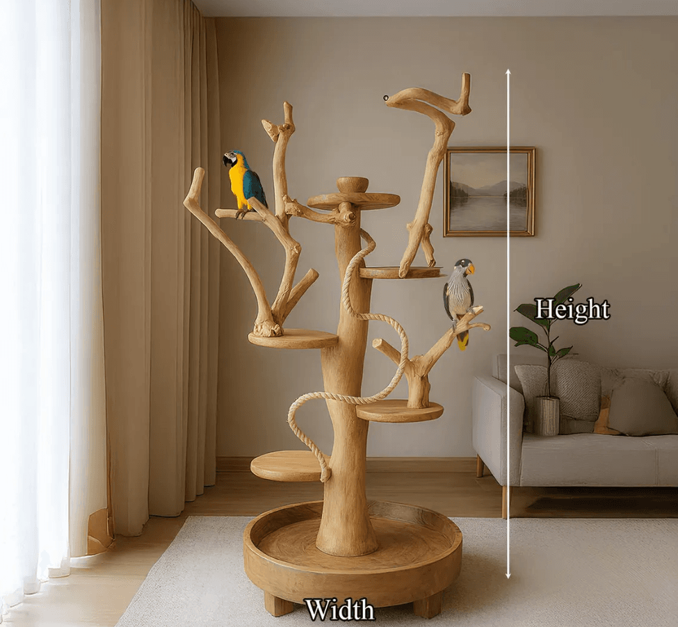 Custom Crafted Parrot Stands Medium Size Solid Wood Bird Perches Parrot Jungles Bird Trees Conure Cockatoo Macaw Gift - Thumbnail 2