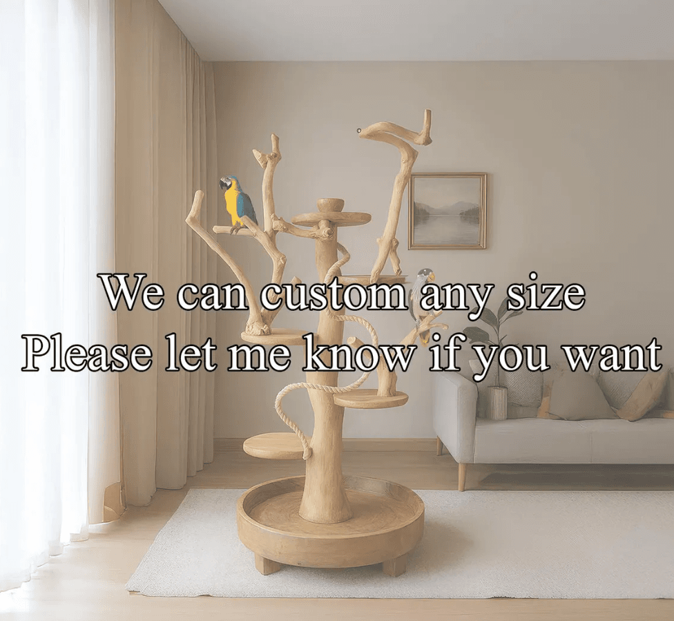 Custom Crafted Parrot Stands Medium Size Solid Wood Bird Perches Parrot Jungles Bird Trees Conure Cockatoo Macaw Gift - Thumbnail 3
