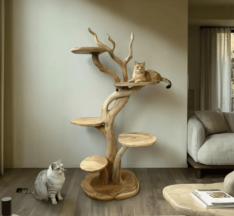 Wooden Cat Tower Cat Tree Pet Furniture For Home Decor - Thumbnail 2