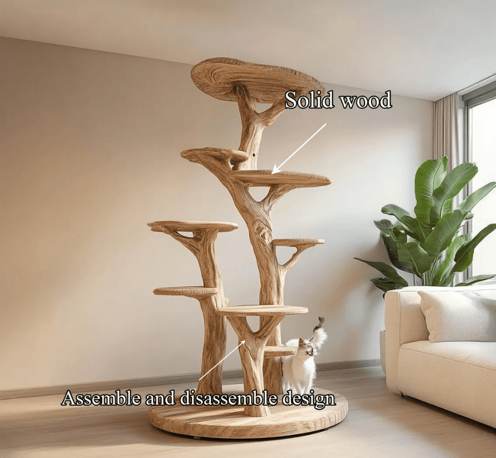 Pet House, Rustic Cat Shelves Indoor Cat Furniture, Multi Level Cat Tree Handmade Wood Home Decor - Thumbnail 6