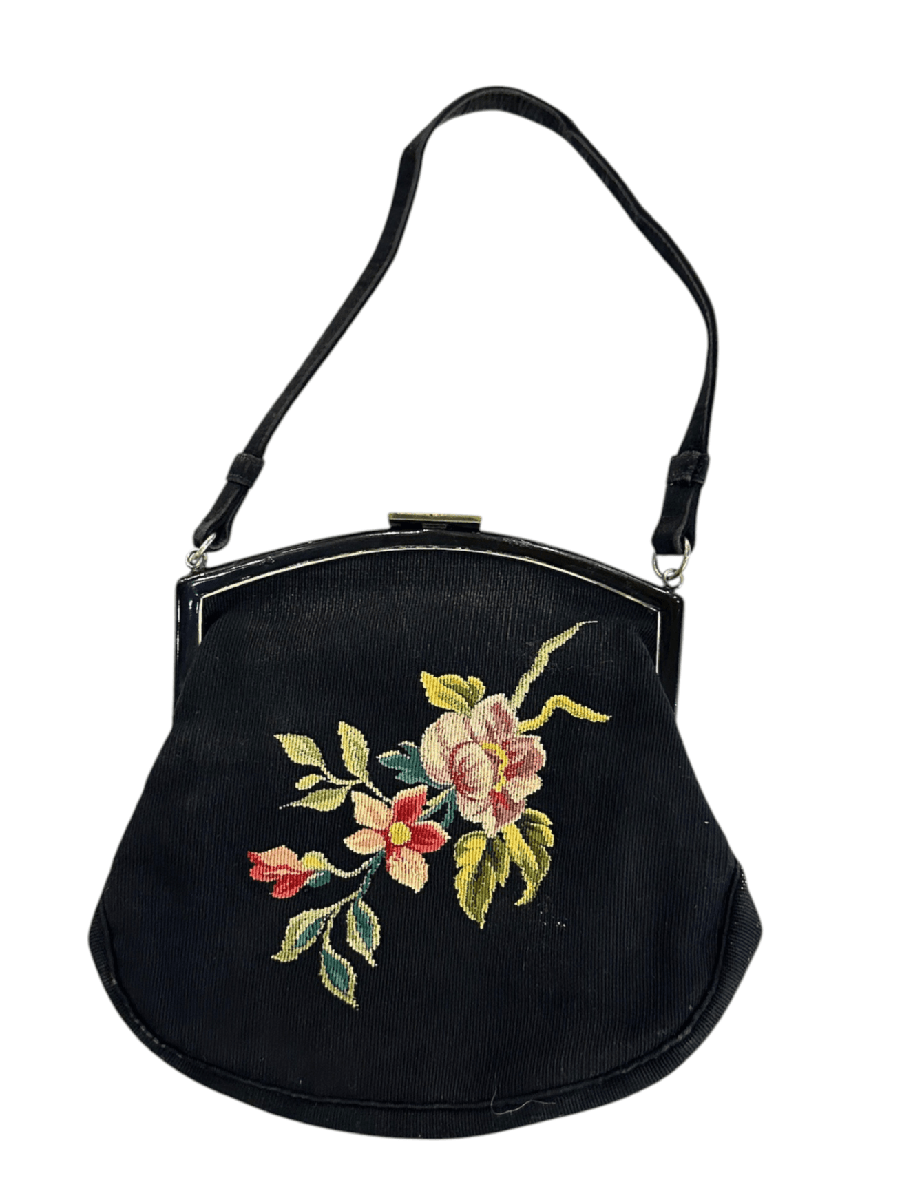 Vintage Petit Point Tapestry Evening Purse with Jeweled Frame - Thumbnail 2