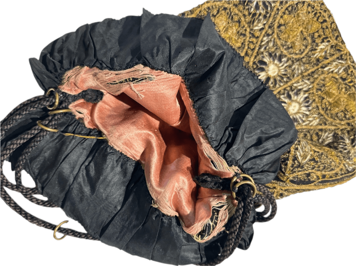 Antique 1920s Zardozi Embroidered Evening Purse Featuring Silver and Gold Thread - Thumbnail 5