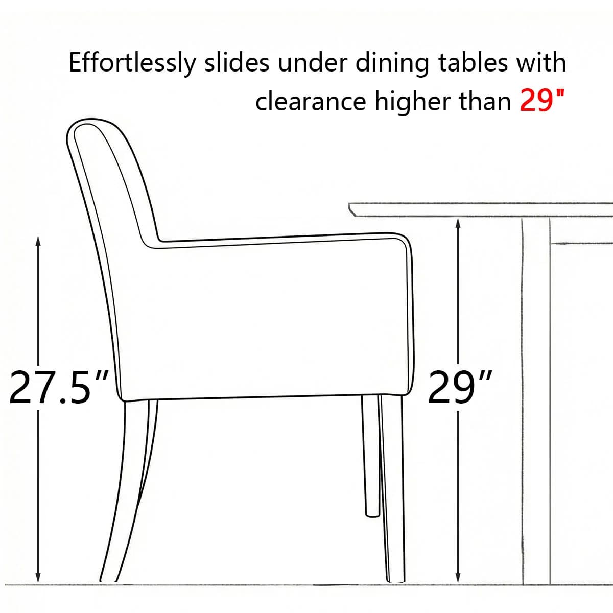 20.5" Seat Height Linen Upholstered Solid Wood Dining Armchair (Set of 2) - Thumbnail 4
