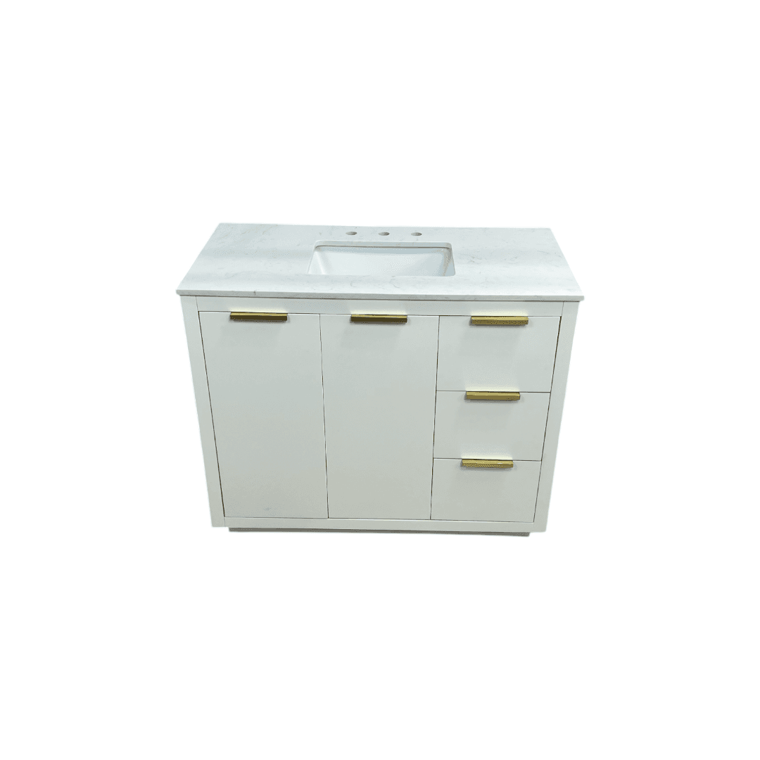 Breakwater Bay Broadlands Single Bathroom Vanity with Engineered Marble Top - Thumbnail 3