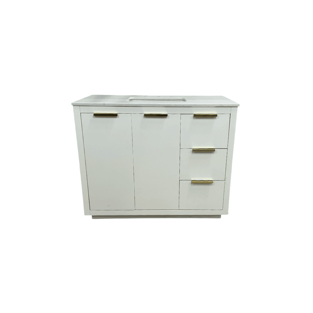 Breakwater Bay Broadlands Single Bathroom Vanity with Engineered Marble Top - Thumbnail 4