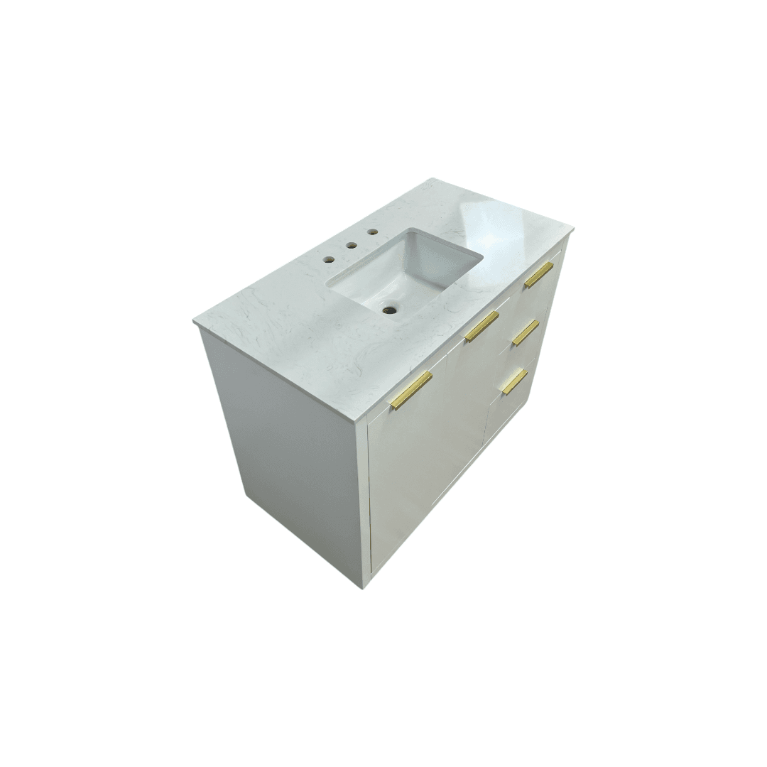 Breakwater Bay Broadlands Single Bathroom Vanity with Engineered Marble Top - Thumbnail 9