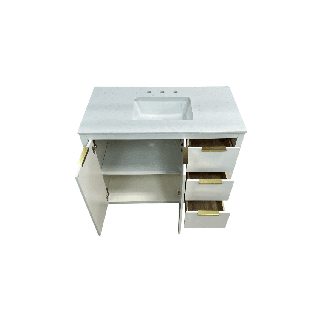 Breakwater Bay Broadlands Single Bathroom Vanity with Engineered Marble Top - Thumbnail 17