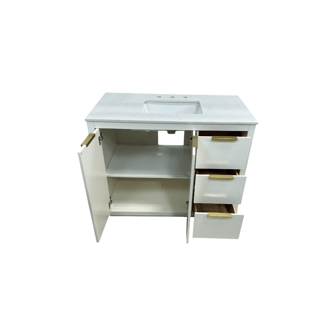 Breakwater Bay Broadlands Single Bathroom Vanity with Engineered Marble Top - Thumbnail 16