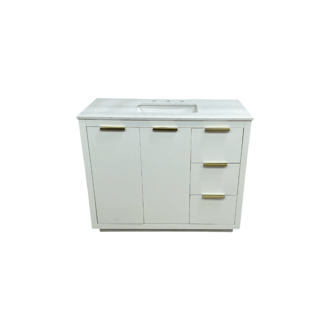 Breakwater Bay Broadlands Single Bathroom Vanity with Engineered Marble Top - Thumbnail 2