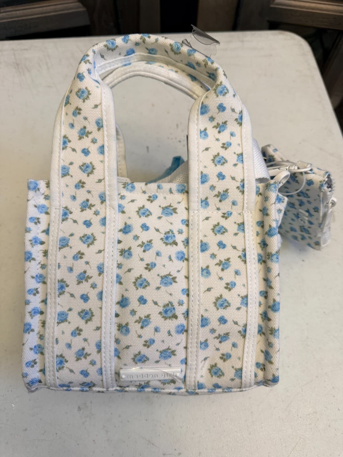 Madden Girl - Steven Madden Blue Floral with Bow Mini Tote - Tiktok Viral - Image 1
