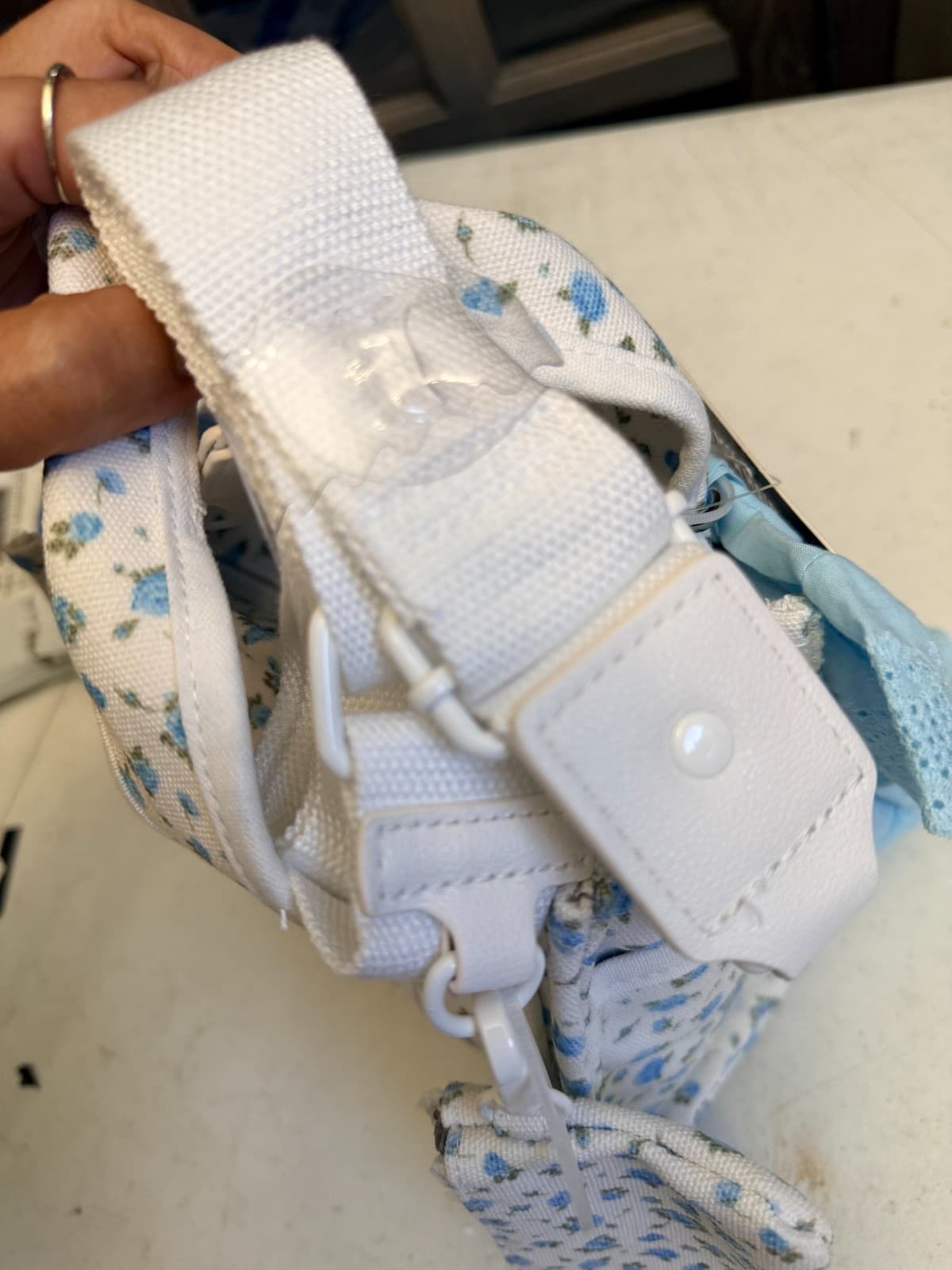 Madden Girl - Steven Madden Blue Floral with Bow Mini Tote - Tiktok Viral - Thumbnail 6