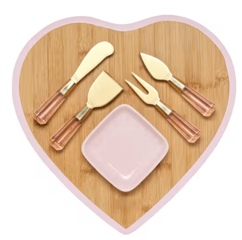 Paris Hilton Charcuterie Board and Serving Set, Bamboo Serving Board, Ceramic... - Image 1