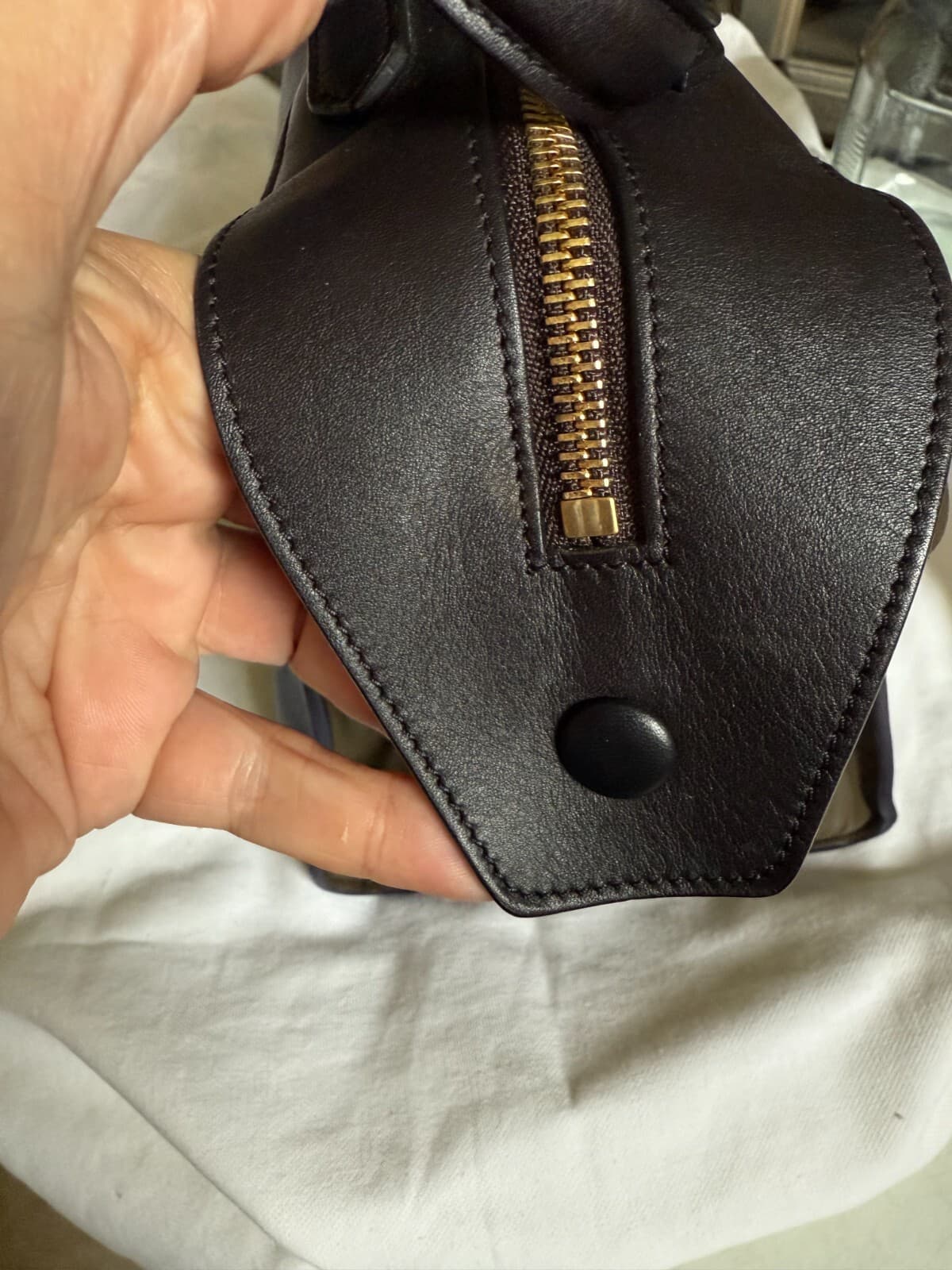 100% Authentic CELINE Bag The Ring Calfskin Tricolor Navy Brown Olive $2550 +tax - Thumbnail 7