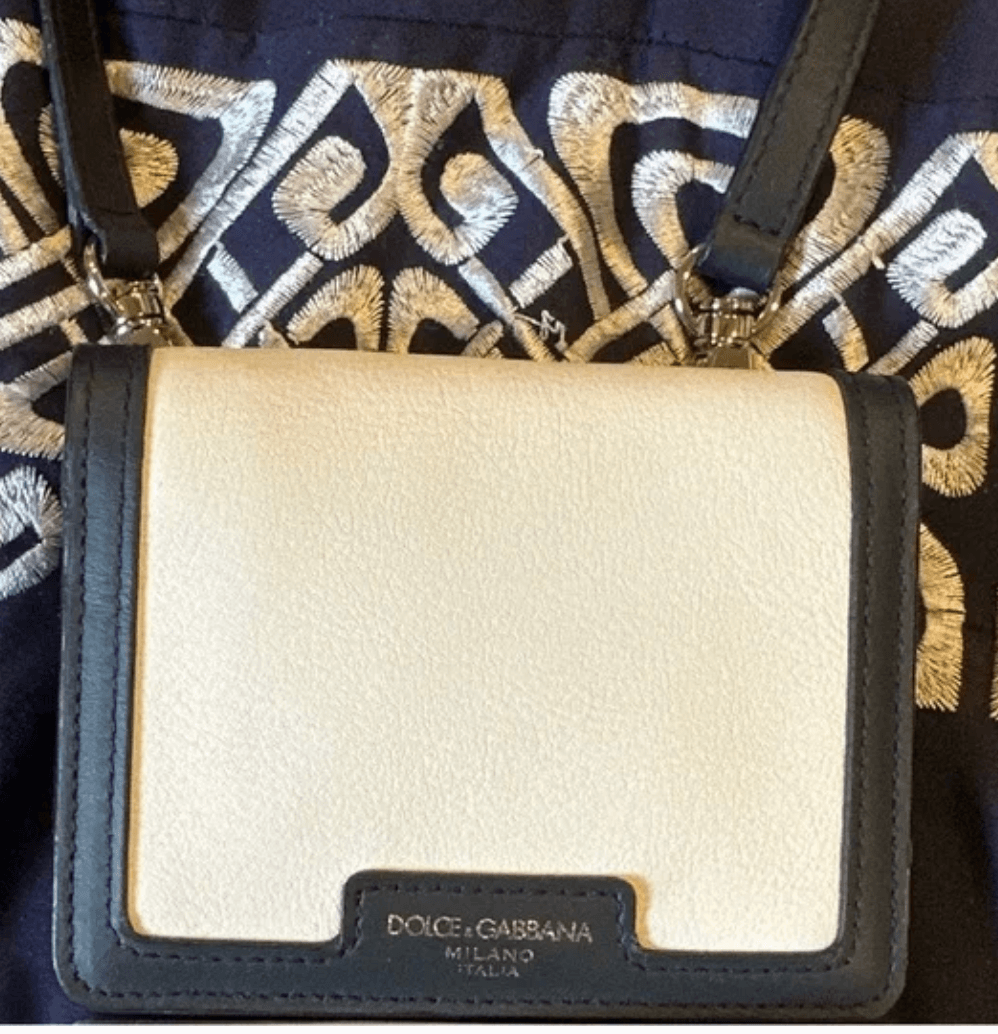 Dolce Gabbana Two-tone elba calfskin wallet with strap and heat-stamped logo