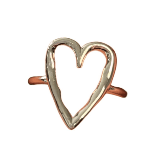 Big Heart adjustable ring in 925 sterling silver - Thumbnail 5
