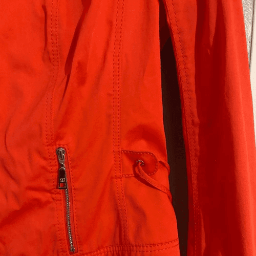 BASLER coral light weather moto jacket w zipper accents tie waist detail. Sz M - Thumbnail 5