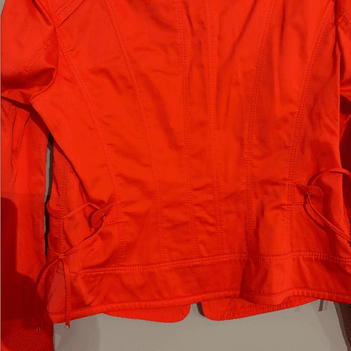 BASLER coral light weather moto jacket w zipper accents tie waist detail. Sz M - Thumbnail 12