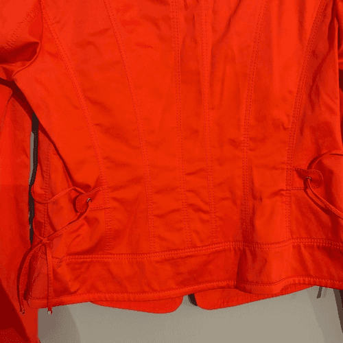 BASLER coral light weather moto jacket w zipper accents tie waist detail. Sz M - Thumbnail 6