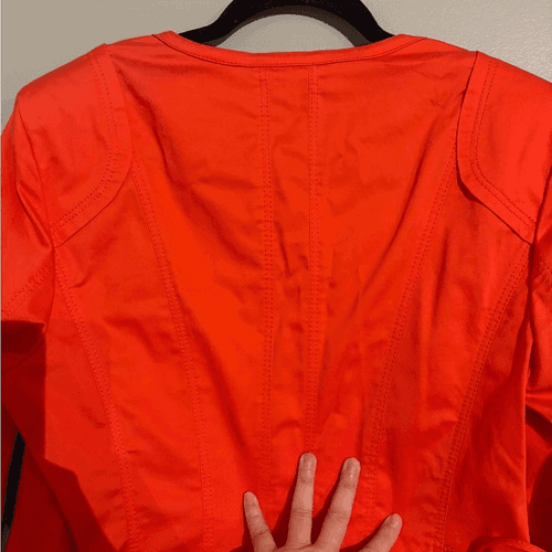BASLER coral light weather moto jacket w zipper accents tie waist detail. Sz M - Thumbnail 7